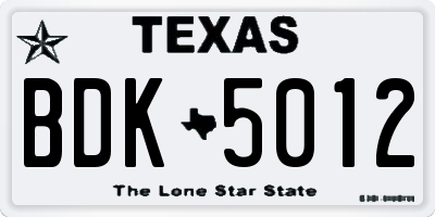 TX license plate BDK5012