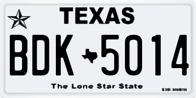 TX license plate BDK5014