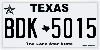 TX license plate BDK5015