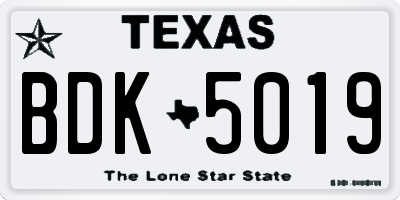 TX license plate BDK5019