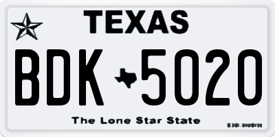 TX license plate BDK5020