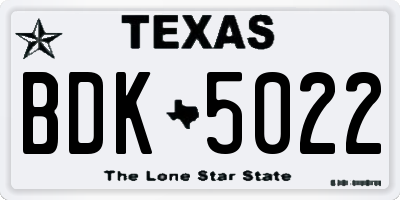TX license plate BDK5022