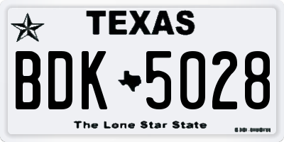 TX license plate BDK5028