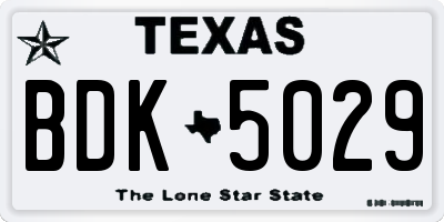 TX license plate BDK5029
