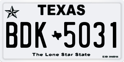 TX license plate BDK5031