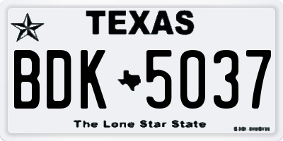 TX license plate BDK5037