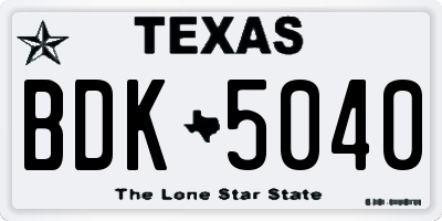 TX license plate BDK5040