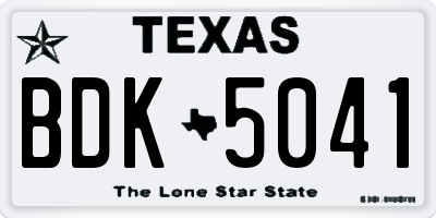 TX license plate BDK5041