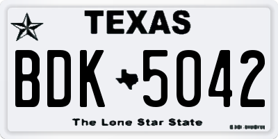 TX license plate BDK5042