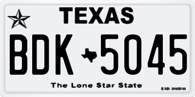 TX license plate BDK5045