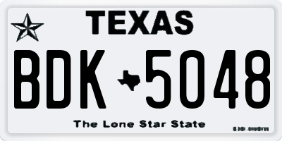 TX license plate BDK5048