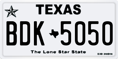 TX license plate BDK5050
