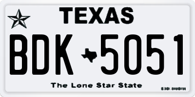 TX license plate BDK5051