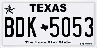 TX license plate BDK5053