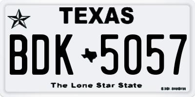 TX license plate BDK5057