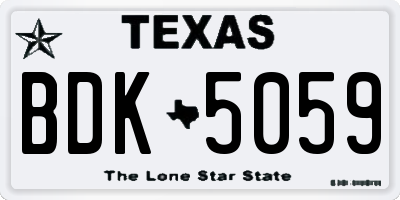 TX license plate BDK5059