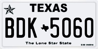 TX license plate BDK5060
