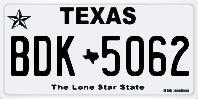 TX license plate BDK5062