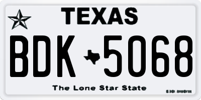 TX license plate BDK5068
