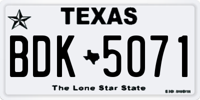 TX license plate BDK5071
