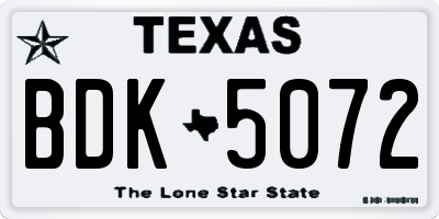 TX license plate BDK5072