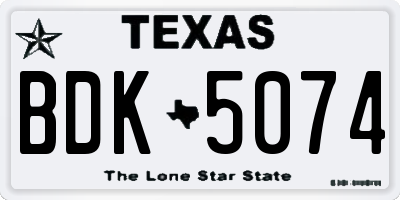 TX license plate BDK5074