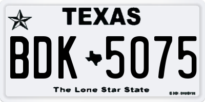 TX license plate BDK5075