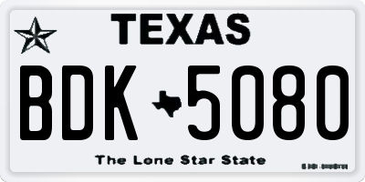 TX license plate BDK5080