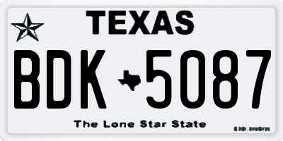 TX license plate BDK5087