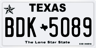 TX license plate BDK5089