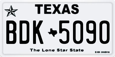 TX license plate BDK5090