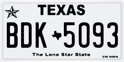 TX license plate BDK5093
