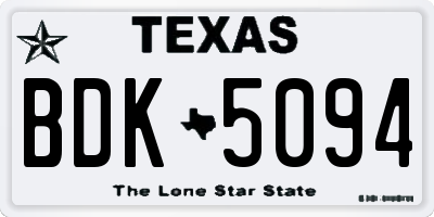 TX license plate BDK5094