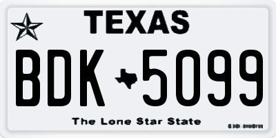 TX license plate BDK5099