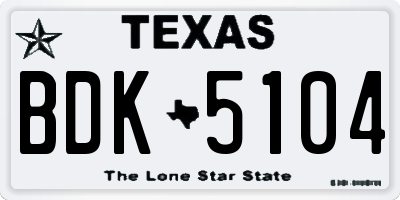 TX license plate BDK5104