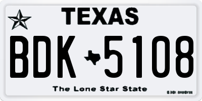 TX license plate BDK5108