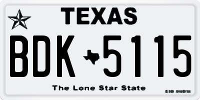 TX license plate BDK5115