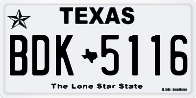 TX license plate BDK5116