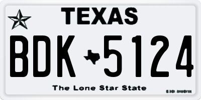 TX license plate BDK5124