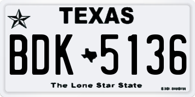 TX license plate BDK5136