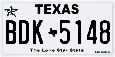 TX license plate BDK5148