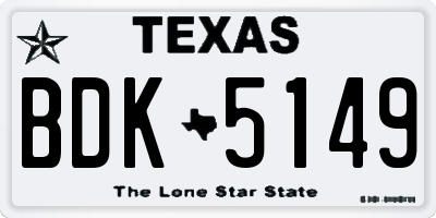 TX license plate BDK5149