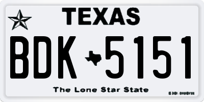 TX license plate BDK5151