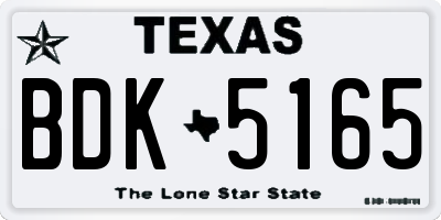 TX license plate BDK5165