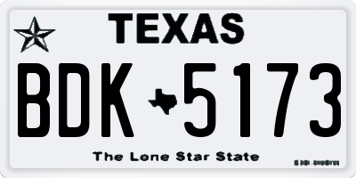 TX license plate BDK5173