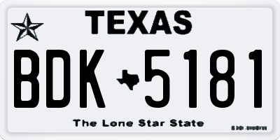 TX license plate BDK5181