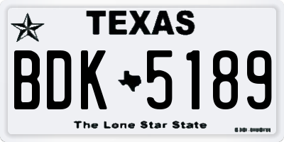 TX license plate BDK5189