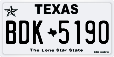 TX license plate BDK5190