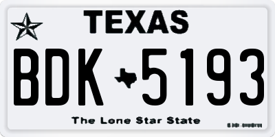 TX license plate BDK5193