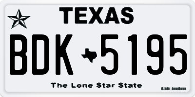 TX license plate BDK5195